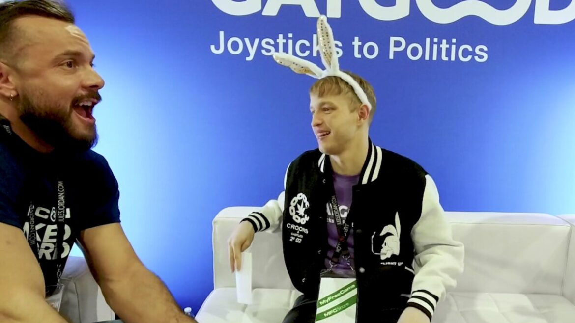 Sir Peter and Noah White laughing at the GayVNs.