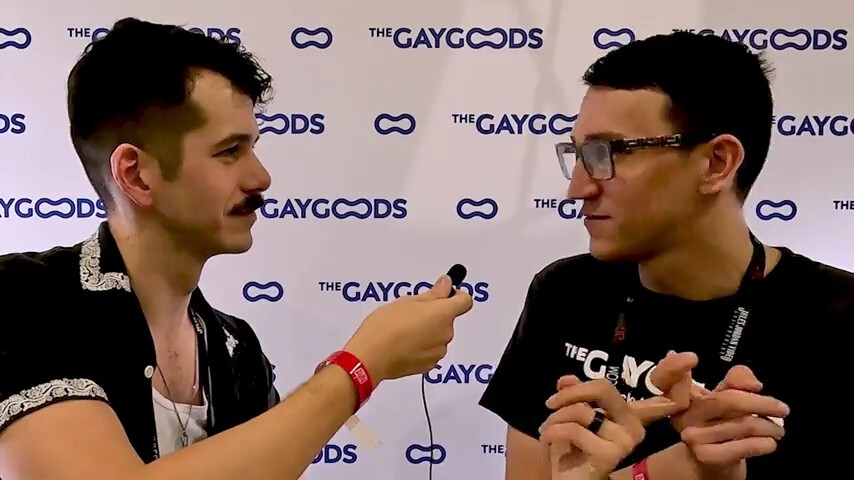 Jonah Wheeler interviewing Alex Sparks at the GayVN Awards