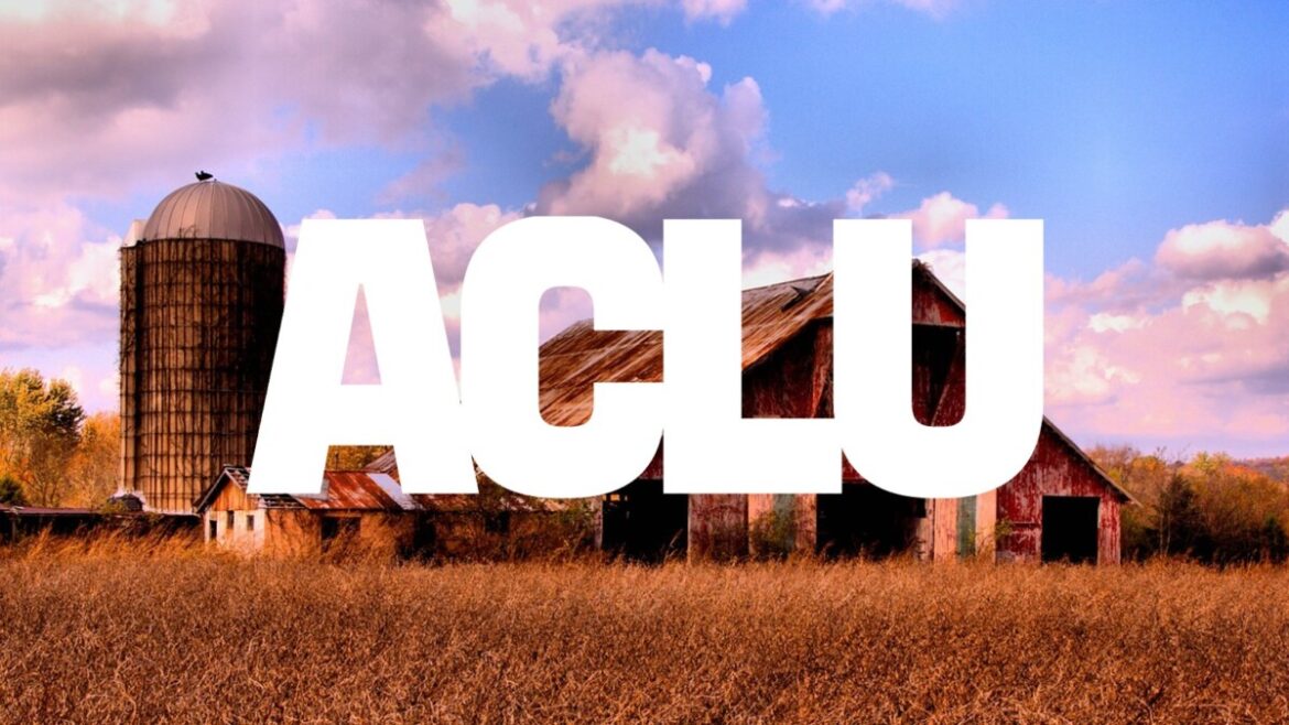 ACLU logo in front of a Tennessee barn.